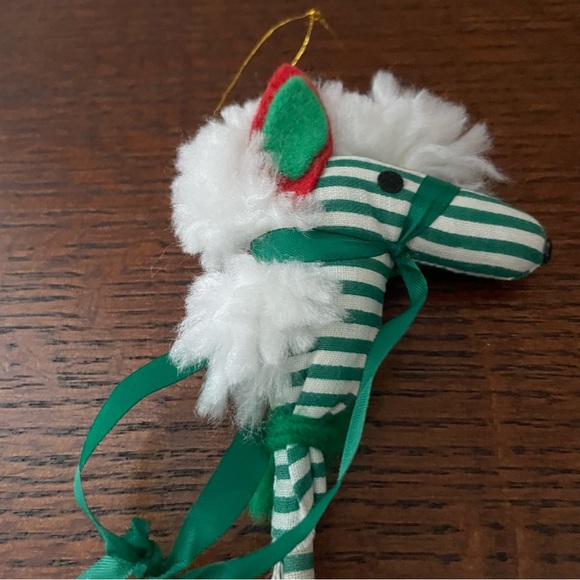 Vintage Striped Hobby Horse & Candy Cane Christmas Ornament Set - Picture 3 of 5